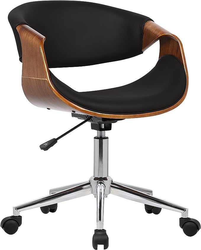 Armen Living Geneva Office Chair in Black Faux Leather and Chrome Finish | Amazon (US)
