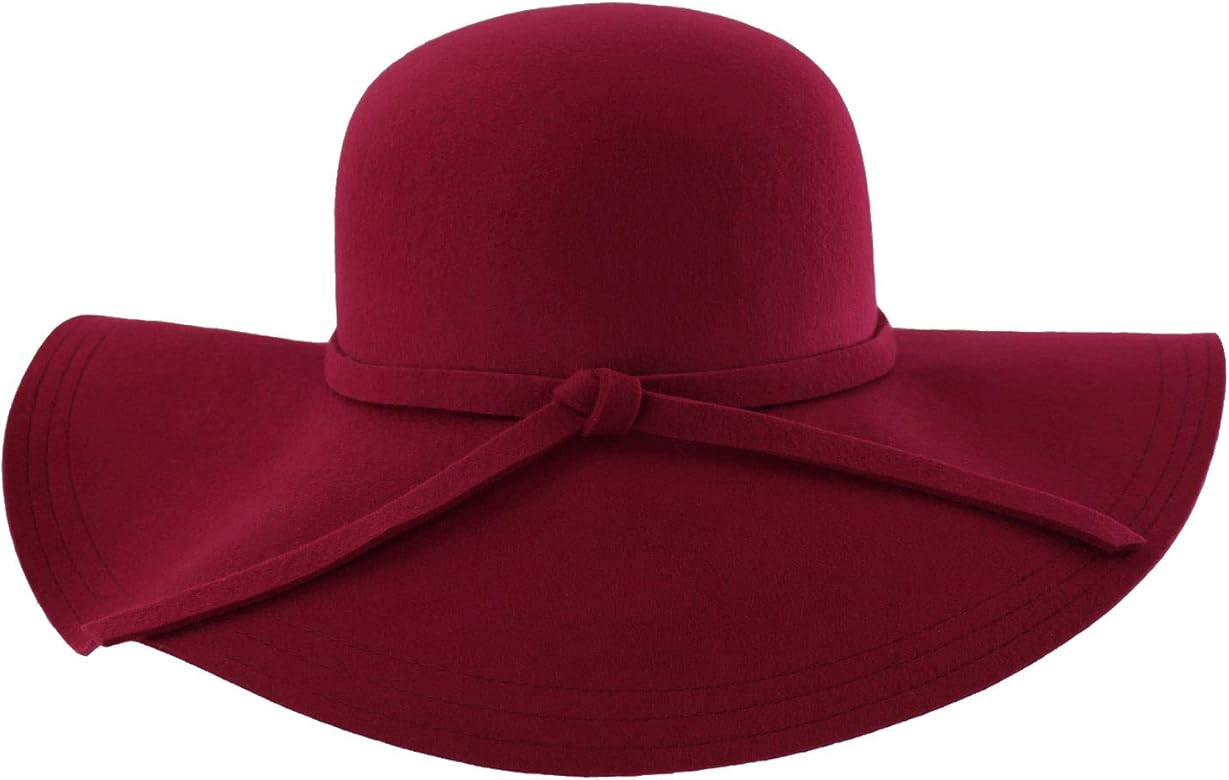 Luxury Divas Wide Brimmed Wool Floppy Hat | Amazon (US)