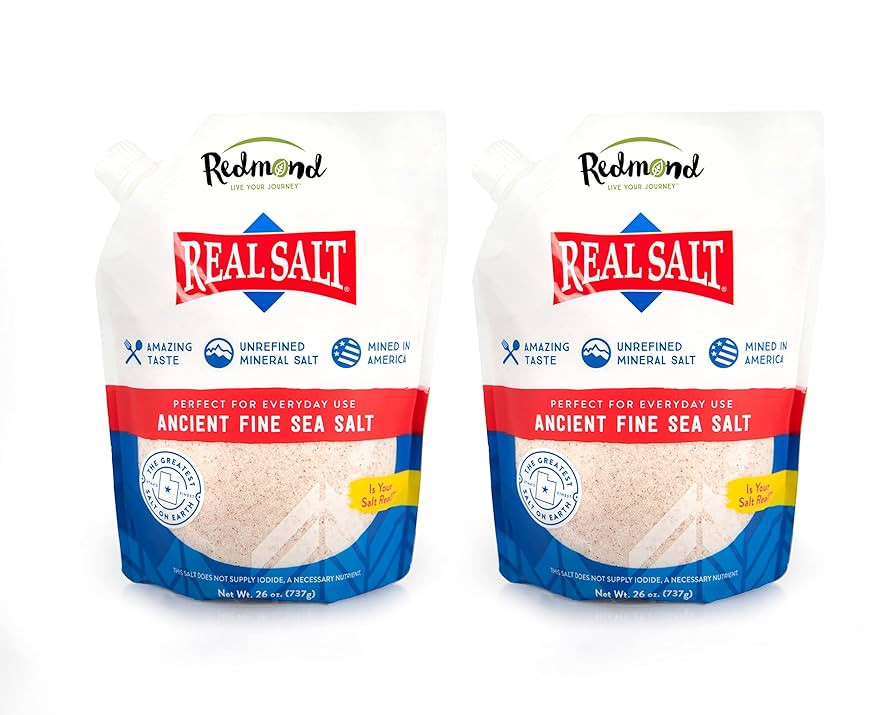 Redmond Real Salt - Ancient Fine Sea Salt, Unrefined Mineral Salt, 26 Ounce Pouch (2 Pack) | Amazon (US)