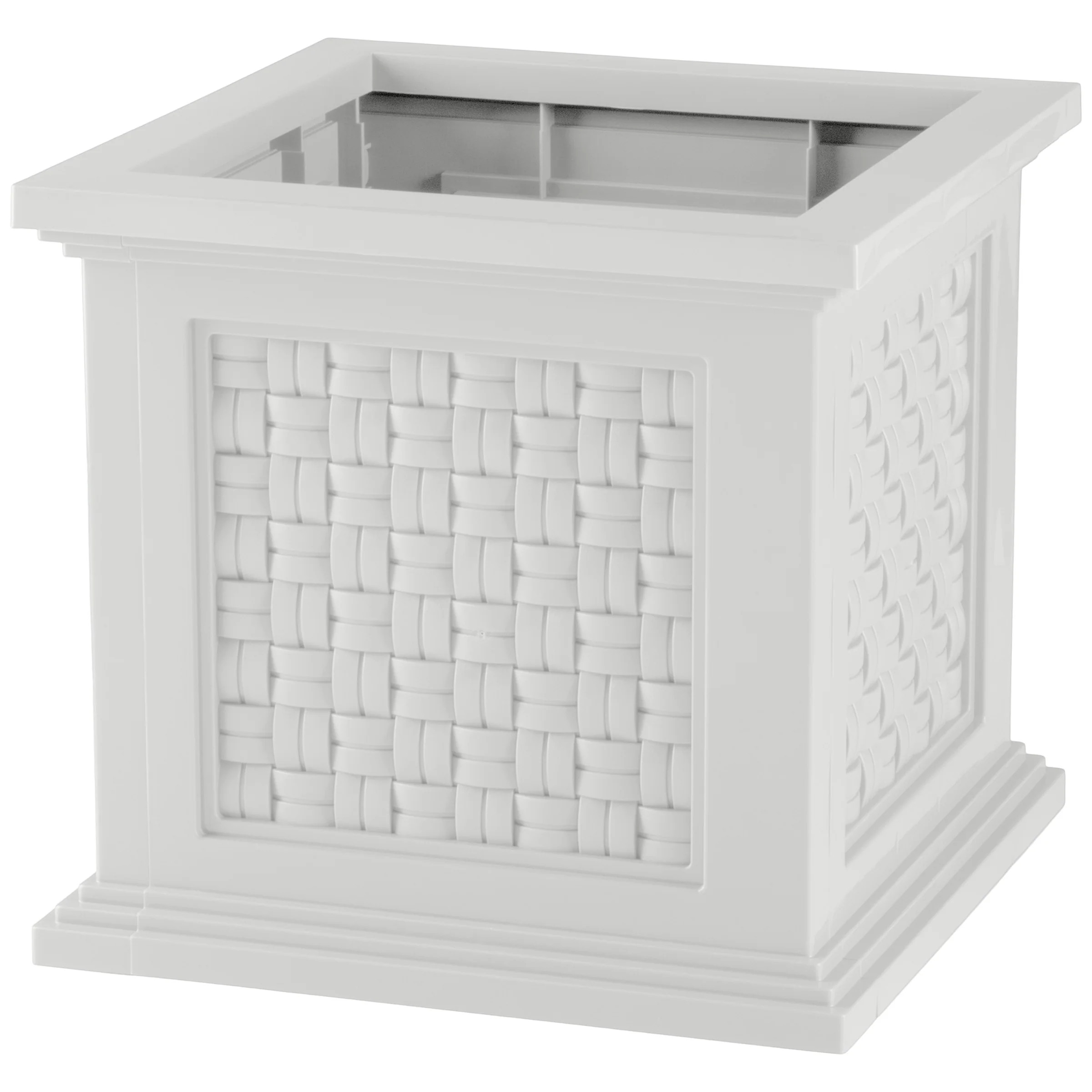 Pure Garden Square 14.65-in W x 14.65-in L White Plastic Outdoor Planter | 50-LG1467 | Lowe's