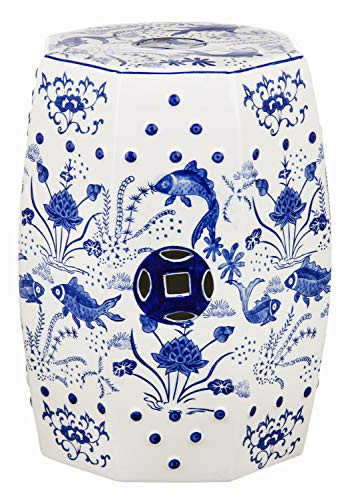Safavieh Castle Gardens Collection Glazed Ceramic Blue Cloud 9 Chinoiserie Garden Stool | Amazon (US)