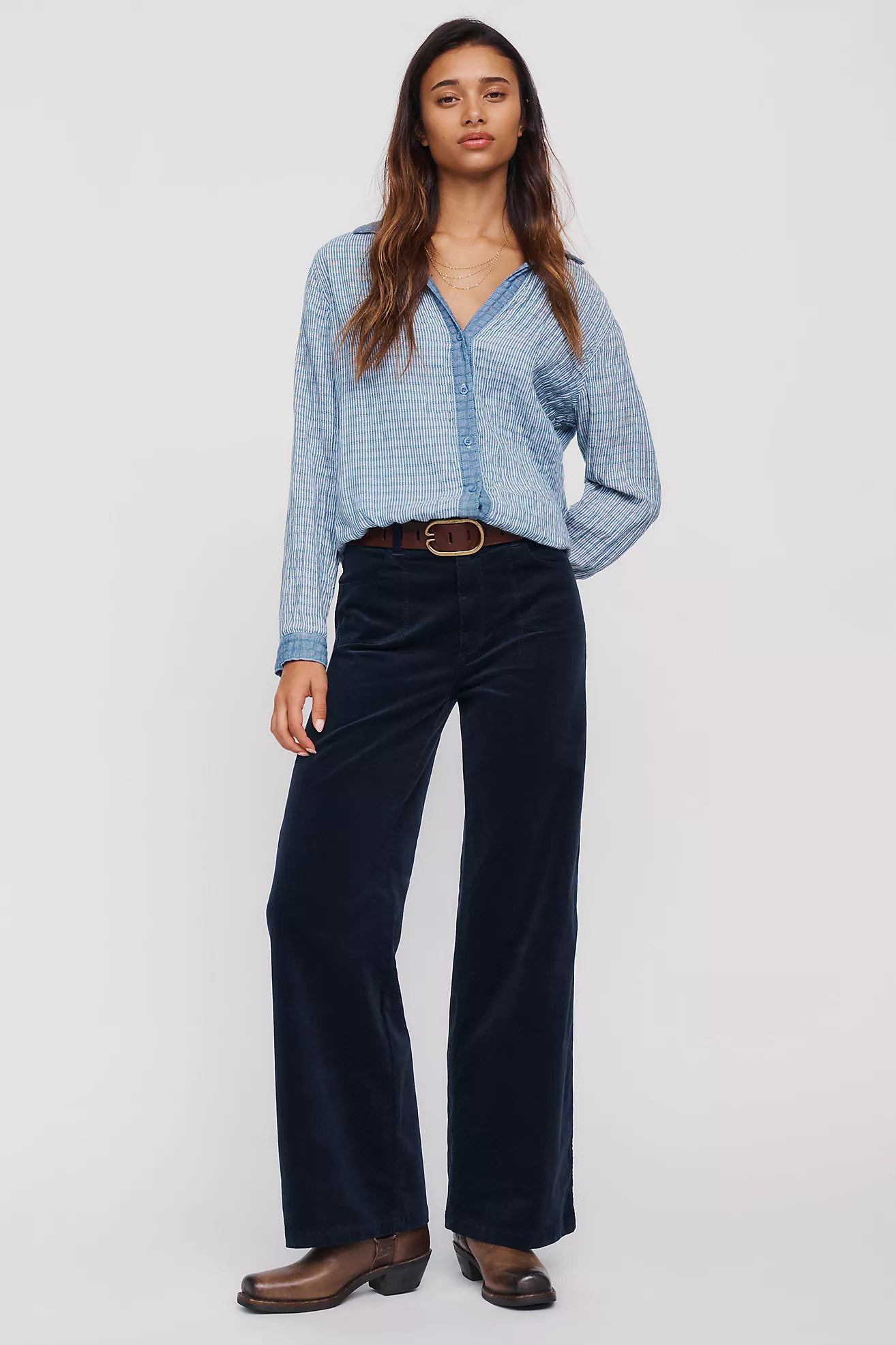 PAIGE Anessa Corduroy High Rise Wide Leg Jeans | Anthropologie (US)