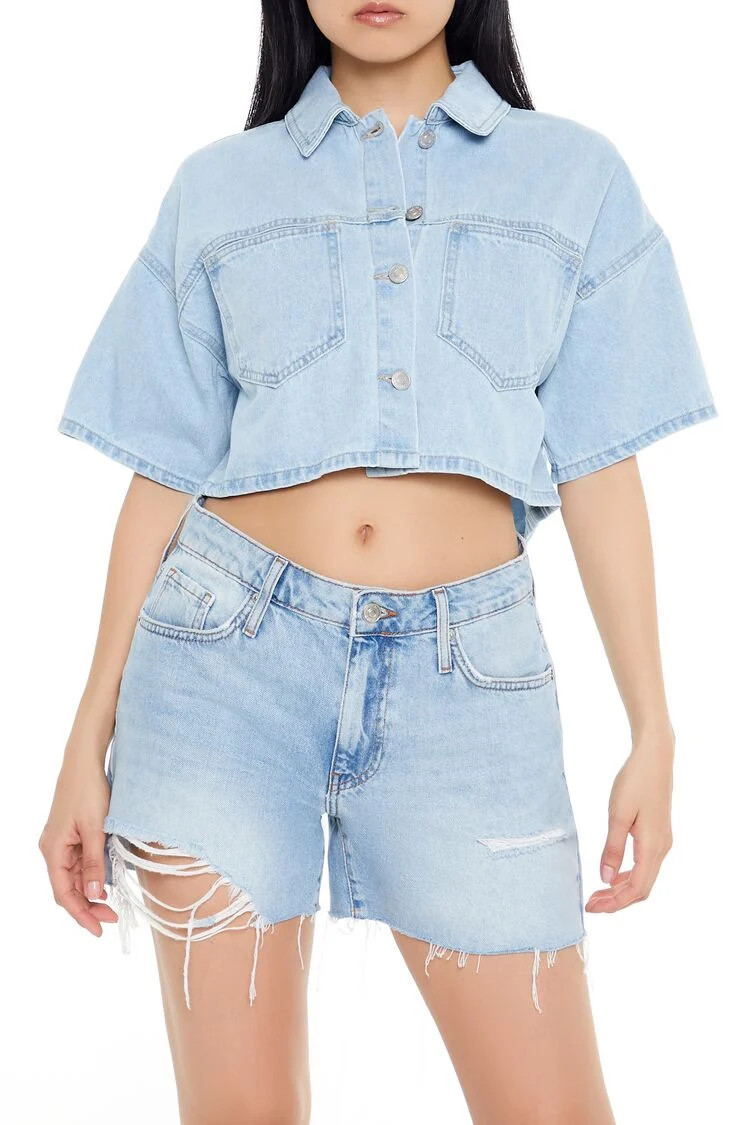 Cropped Denim Shirt | Forever 21