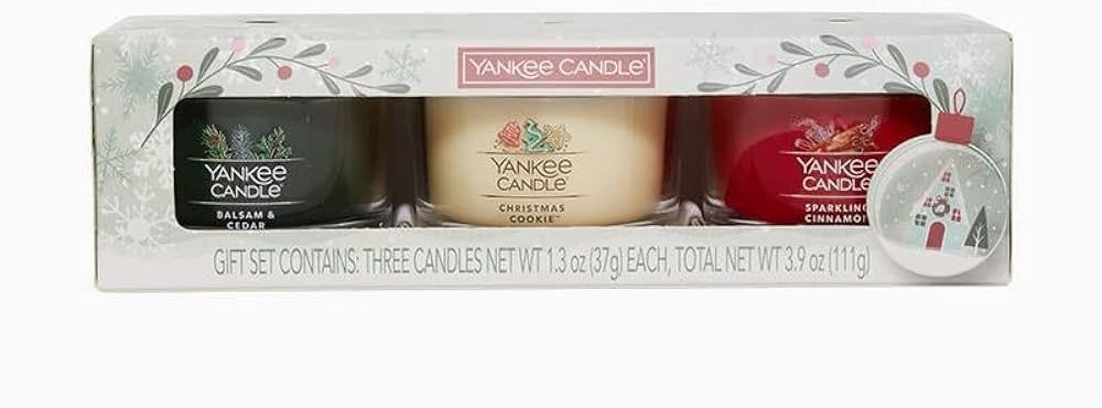 Yankee Candle Set of 3 Mini Candles - Balsam & Cedar, Christmas Cookie, Sparkling Cinnamon | Amazon (US)
