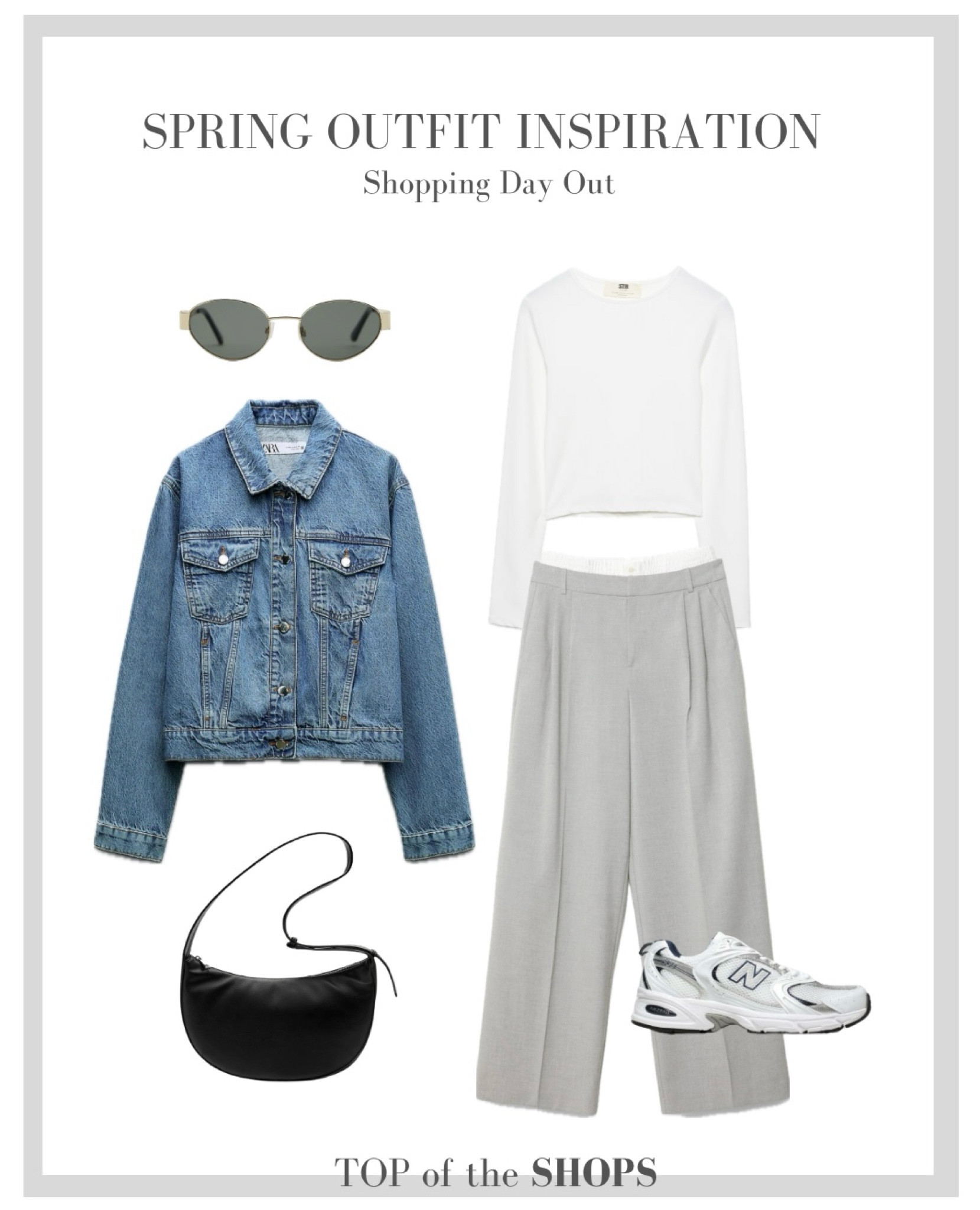 Spring Style, Spring Outfit Inspiration, H&M, Wardrobe Staple, Capsule Wardrobe, Denim Jacket, Grey Trousers, New Balance Trainers, White Crop Top, Black Bag

#LTKeurope #LTKstyletip #LTKSeasonal