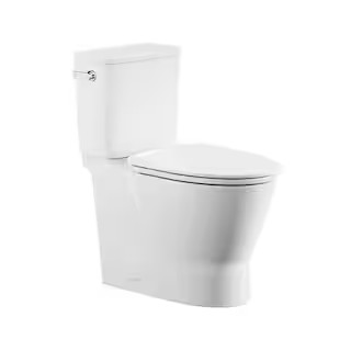 Aspirations 2-Piece 1.28 GPF Single Flush Elongated Skirted Toilet with Seat in White | The Home Depot