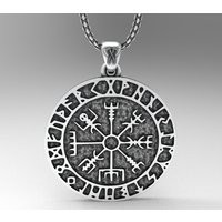 Viking Norse Necklace, Runic Compass Symbol, Silver Jewelry Mythology, Viking Vegvisir ""Pathfinder"" Necklace | Etsy (US)