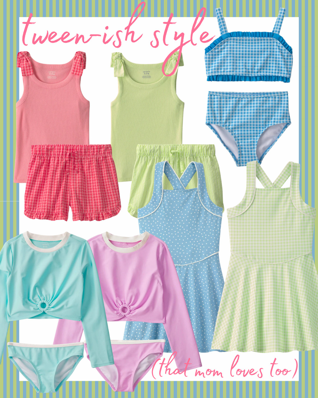 Tween-ish summer styles that still feel sweet - bright colors, gingham, swim, and easy warm-weather outfits. @carters #Carters #CartersPartner #ad

#LTKSeasonal #LTKKids