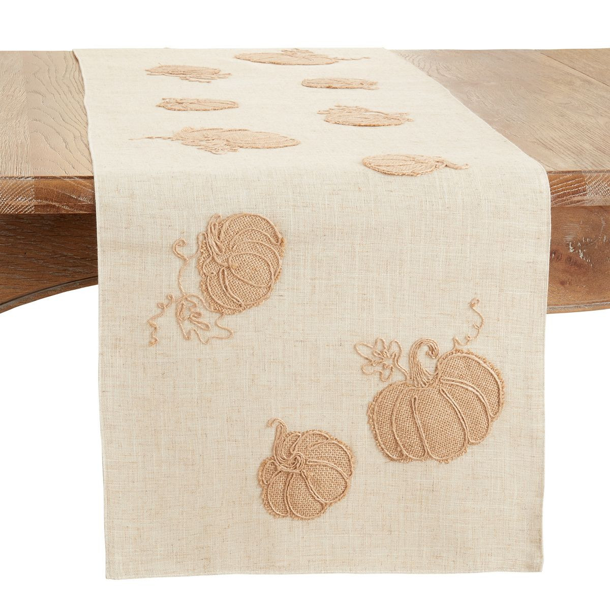 Saro Lifestyle Fall Table Runner With Pumpkins Design, Beige, 16" x 70" | Target