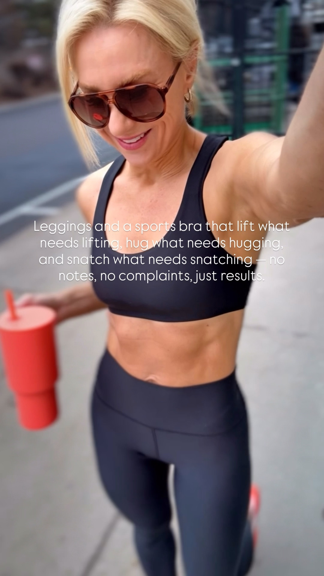 First time trying this activewear brand! And not going to be my last. 
Leggings and sports bra that lift, smooth and snatch in all the right places. 
Wearing a medium in sports bra and medium (full length) in leggings, but maybe wish I would’ve bought a small. So if between sizes go down.


#LTKmorningroutine #LTKfitnessgoals #LTKOver40