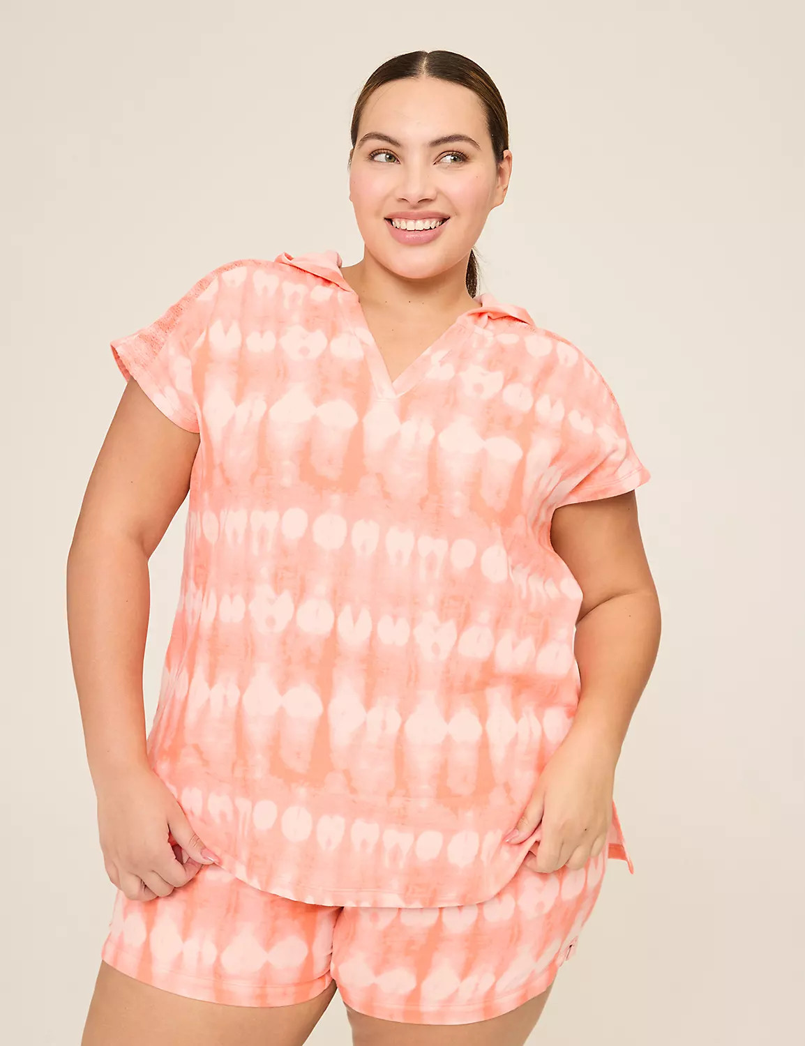 LIVI Gauze Short-Sleeve Hooded Top | Lane Bryant (US)