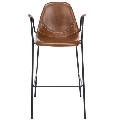 Tanner Mid Century Barstool - BST3001 - Cognac/Black - Safavieh | Target