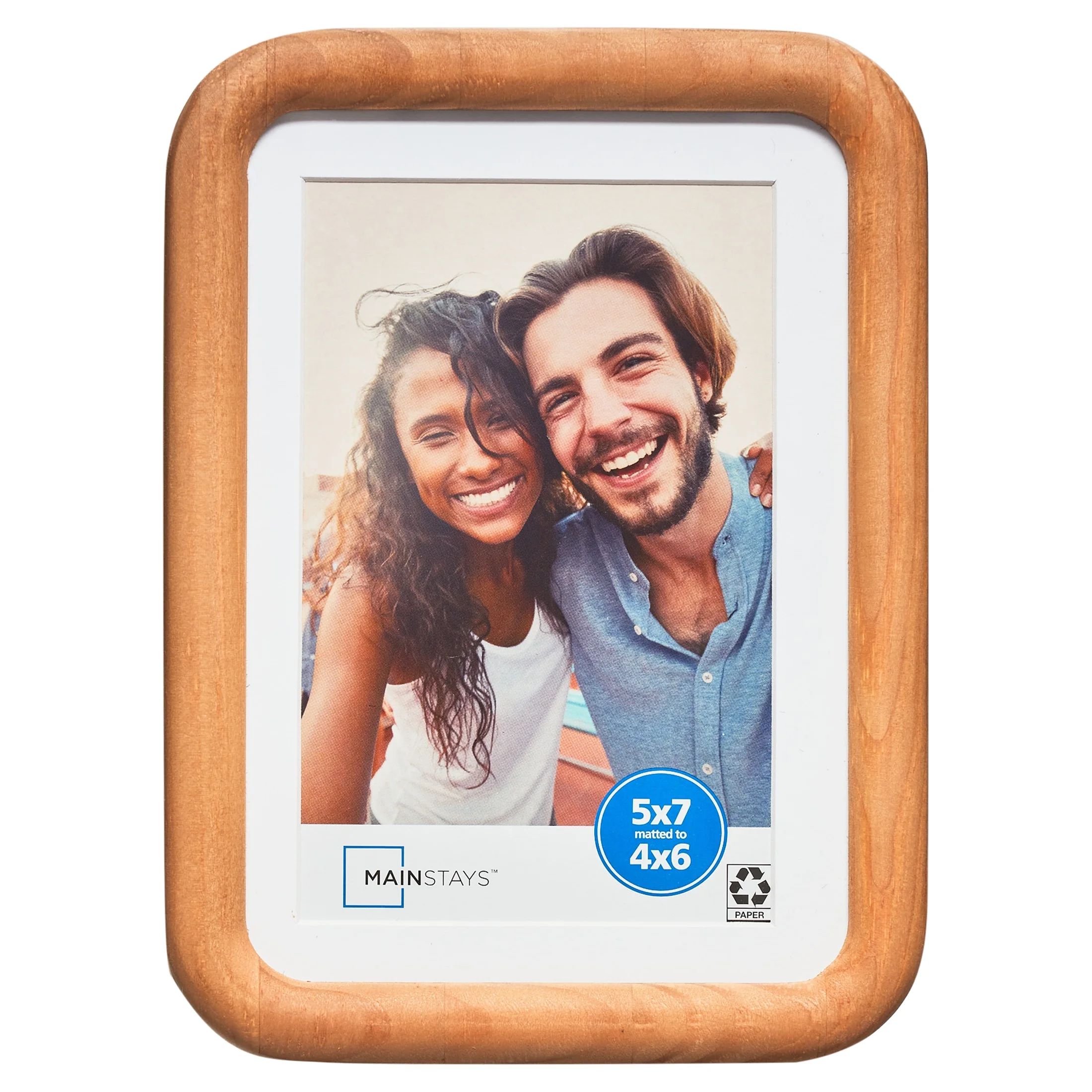 Mainstays 5x7 Matted to 4x6 Rounded Wood Tabletop Picture Frame - Walmart.com | Walmart (US)
