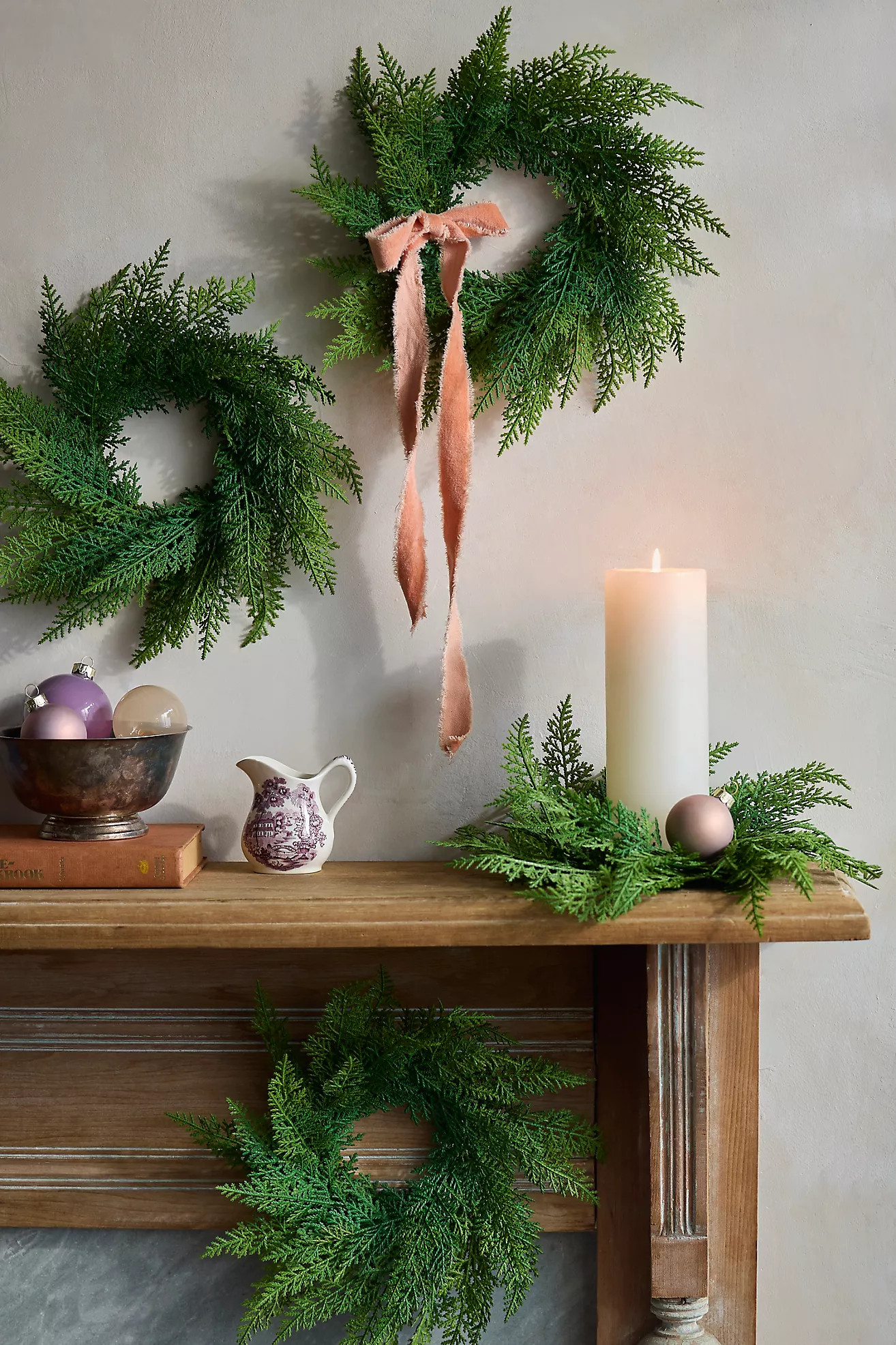 Mini Faux Cedar Wreaths, Set of 4 | Terrain