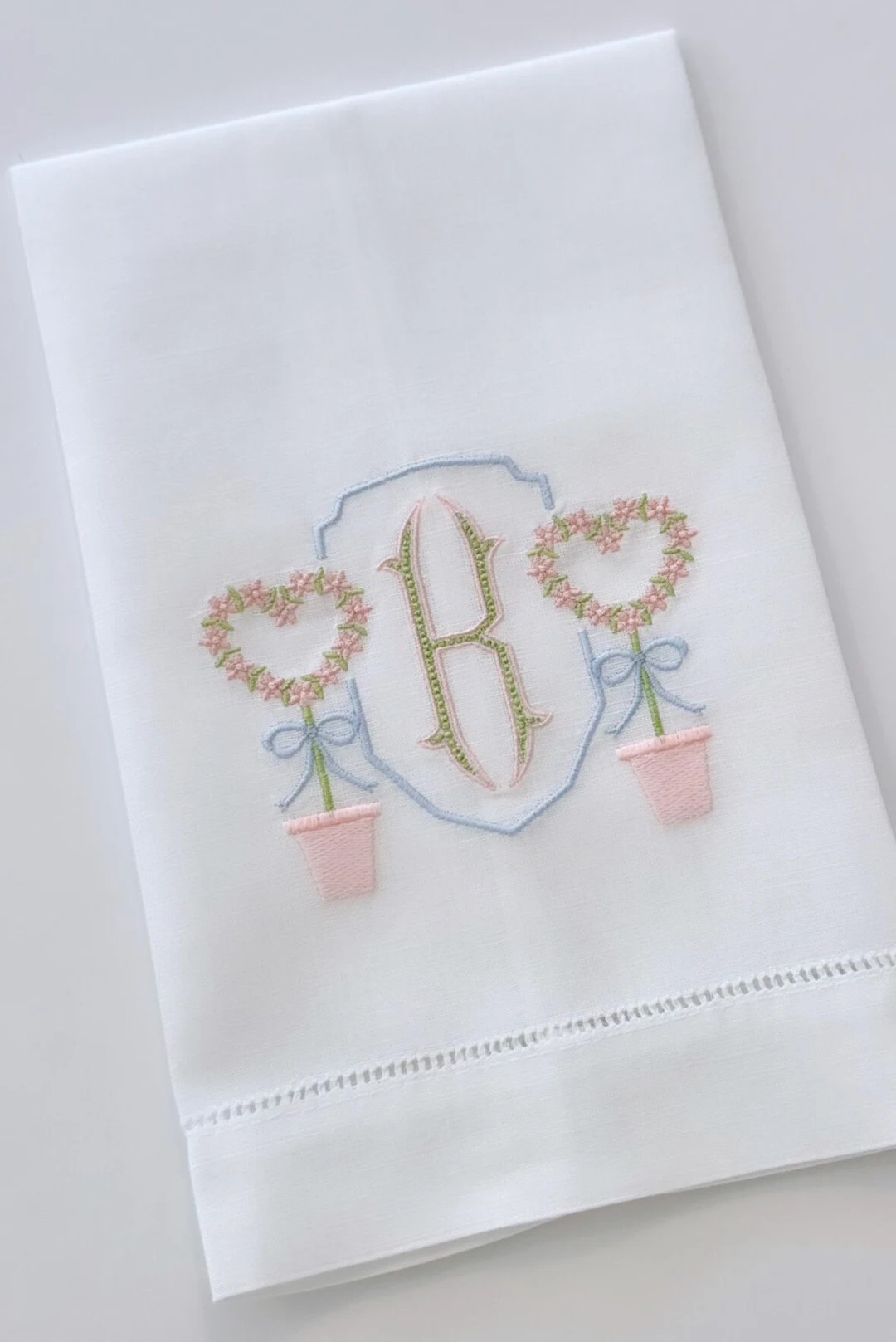 Heart Topiary Monogrammed Tea Towel, Valentine's Day Tea Towel, Hostess Gift - Etsy | Etsy (US)