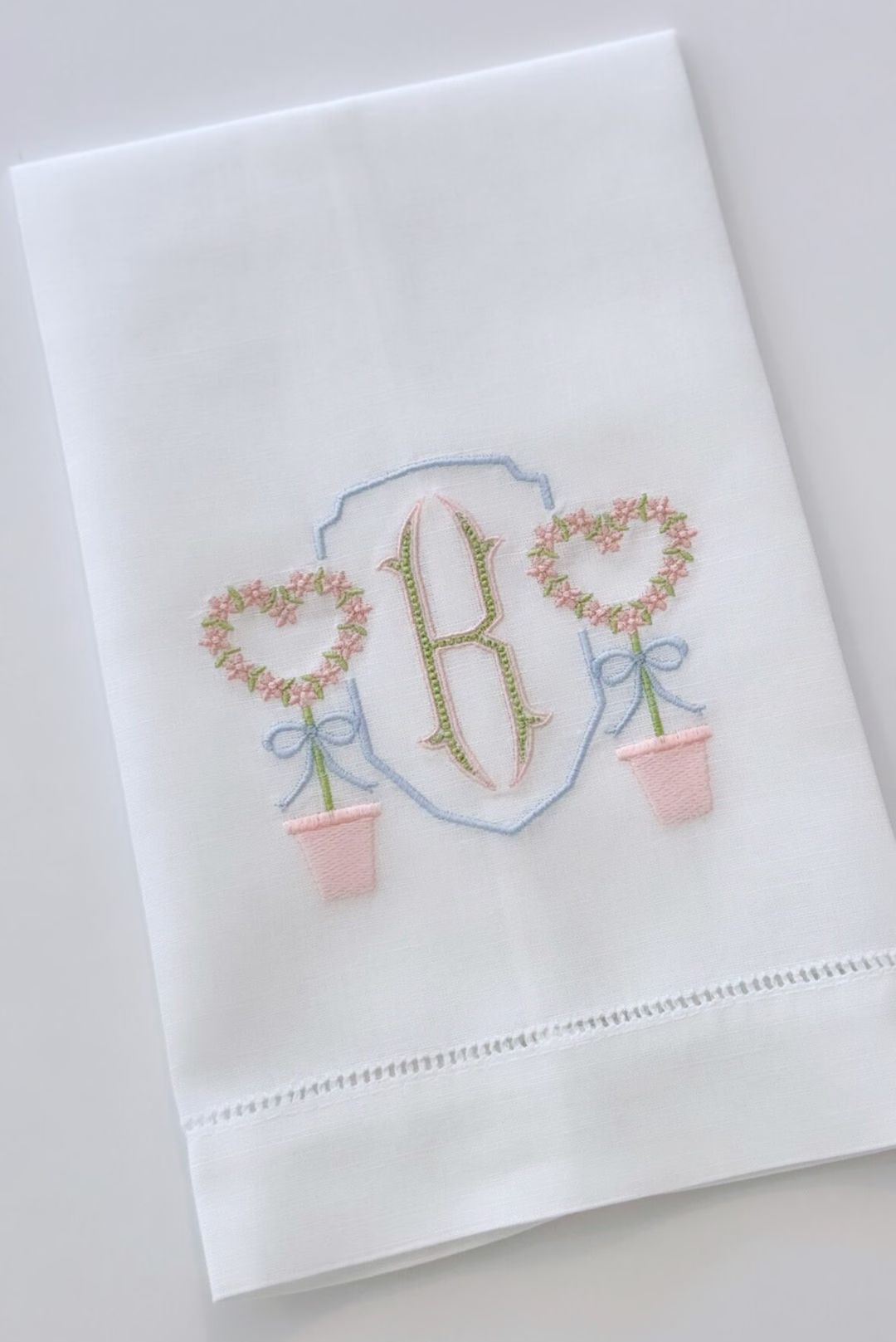 Heart Topiary Monogrammed Tea Towel, Valentine's Day Tea Towel, Hostess Gift - Etsy | Etsy (US)