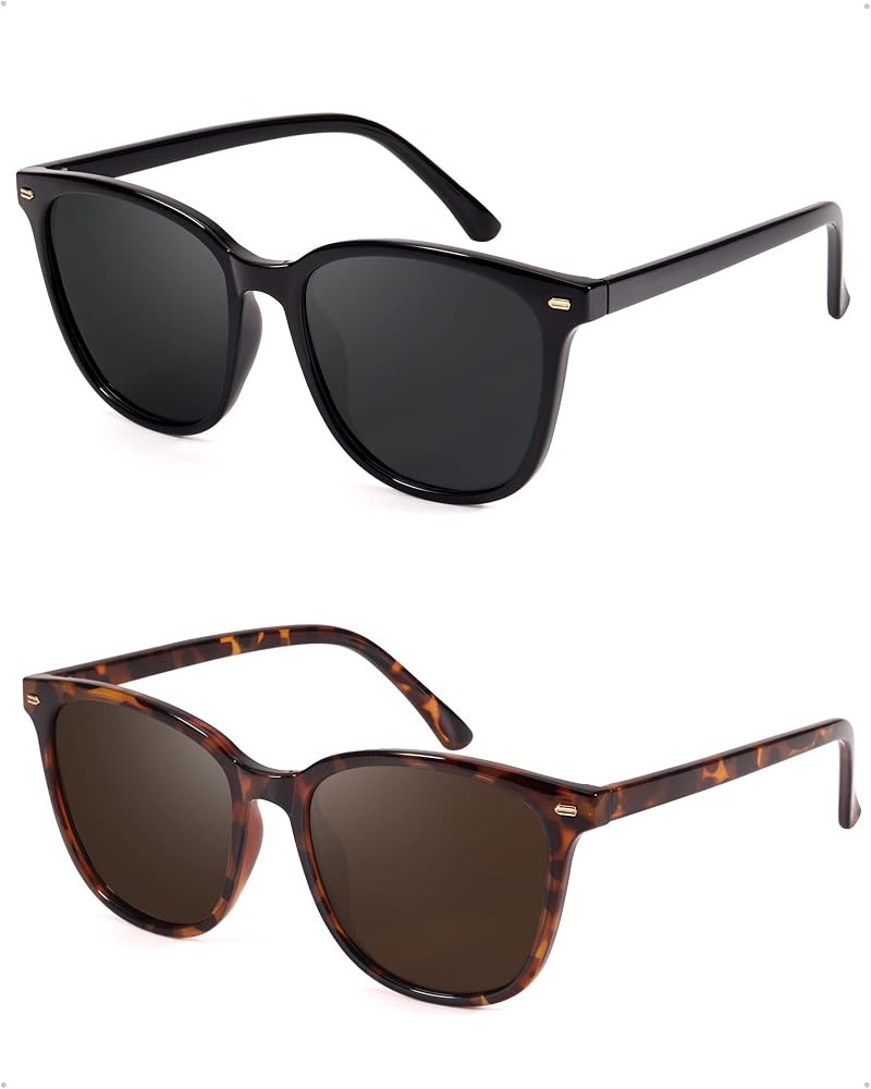 2 Packs Sunglasses for Women Polarized UV400 Protection Lens Big Frame Fashion Glasses Trendy Sty... | Amazon (US)