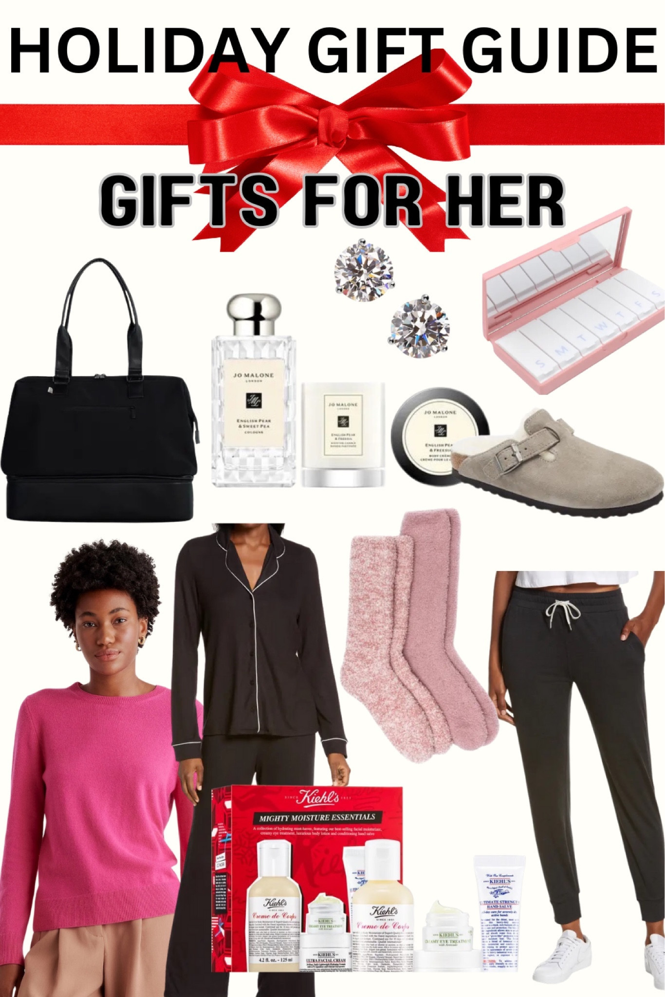 Gifts for HER

Jo Malone English Pear layering set - cologne, body cream and travel candle will make her feel pampered and special; one of my favorite scents from Jo Malone!

Pill case

Birkenstock clogs

Beis weekend travel bag - I own and love this bag! Perfect for the traveler too. 

Pajama set

Ugg socks 

Quince cashmere sweater- comes in lots of colors - I have in size XS; true to size - very affordable cashmere that makes a special gift! 

Kiehl’s moisturizing set- love this moisturizer - I have one in my bathroom and one in my purse; and the holiday set makes a great gift! 

Vuori joggers are one of my fave purchases of the year- great quality, super comfy and true to size - I wear size small; comes in other colors - great drawstring and pockets; free shipping and returns 

Christmas gift, gifts for her , gift guide 

 

#LTKGiftGuide #LTKfindsunder100 #LTKHoliday