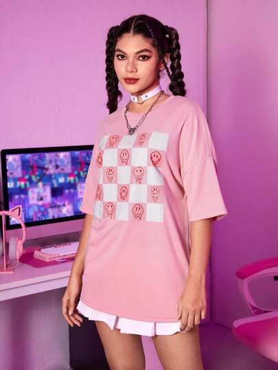 ROMWE Street Life Expression Print Drop Shoulder Tee | SHEIN