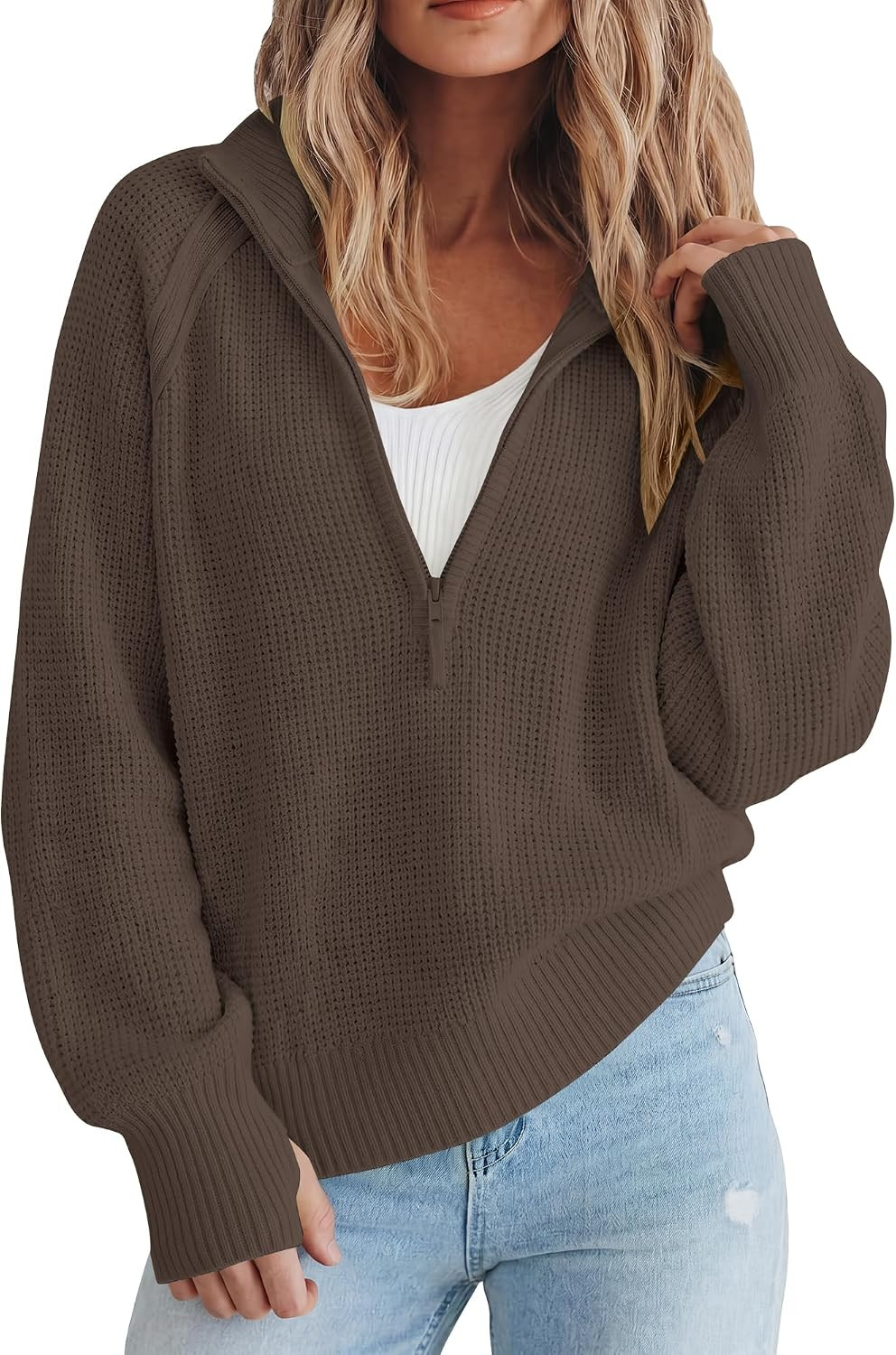 Gacaky Sweater for Women Oversized Casual Half Zip Pullover Fall Clothes | Amazon (US)