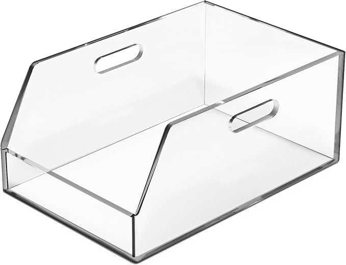 Gelite Stackable Storage Bins Open Front Clear Organizer Bins with Handles Acrylic Storage Contai... | Amazon (US)