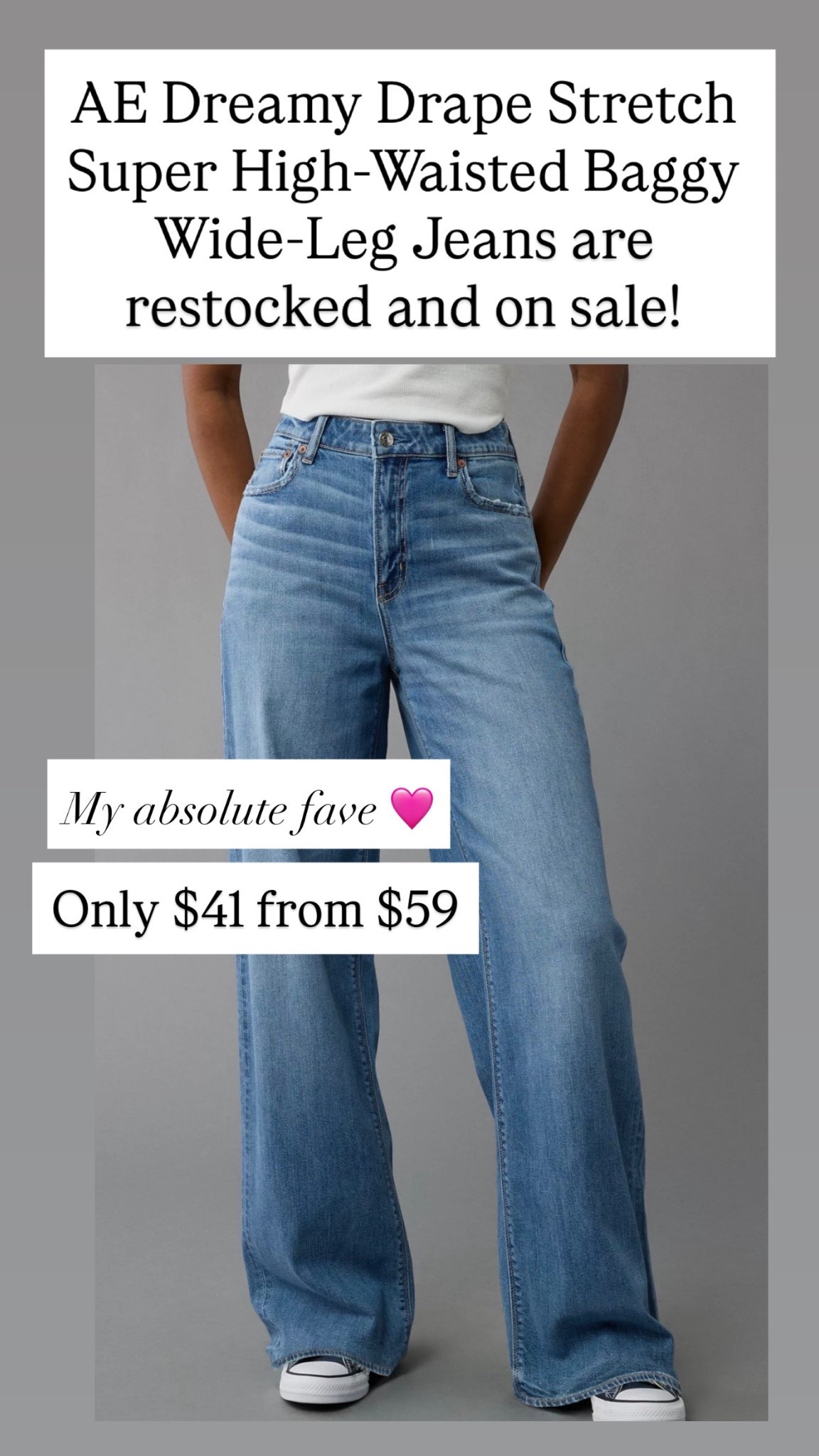 AE Dreamy Drape Stretch Super High-Waisted Baggy Wide-Leg Jeans are $41 from $59

#LTKSaleAlert