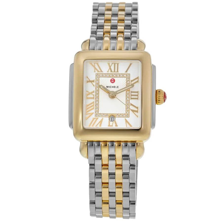 Michele Deco Madison Silver Diamond Dial Two Tone Bracelet Women's Watch MWW06G000013 | Shop Simon