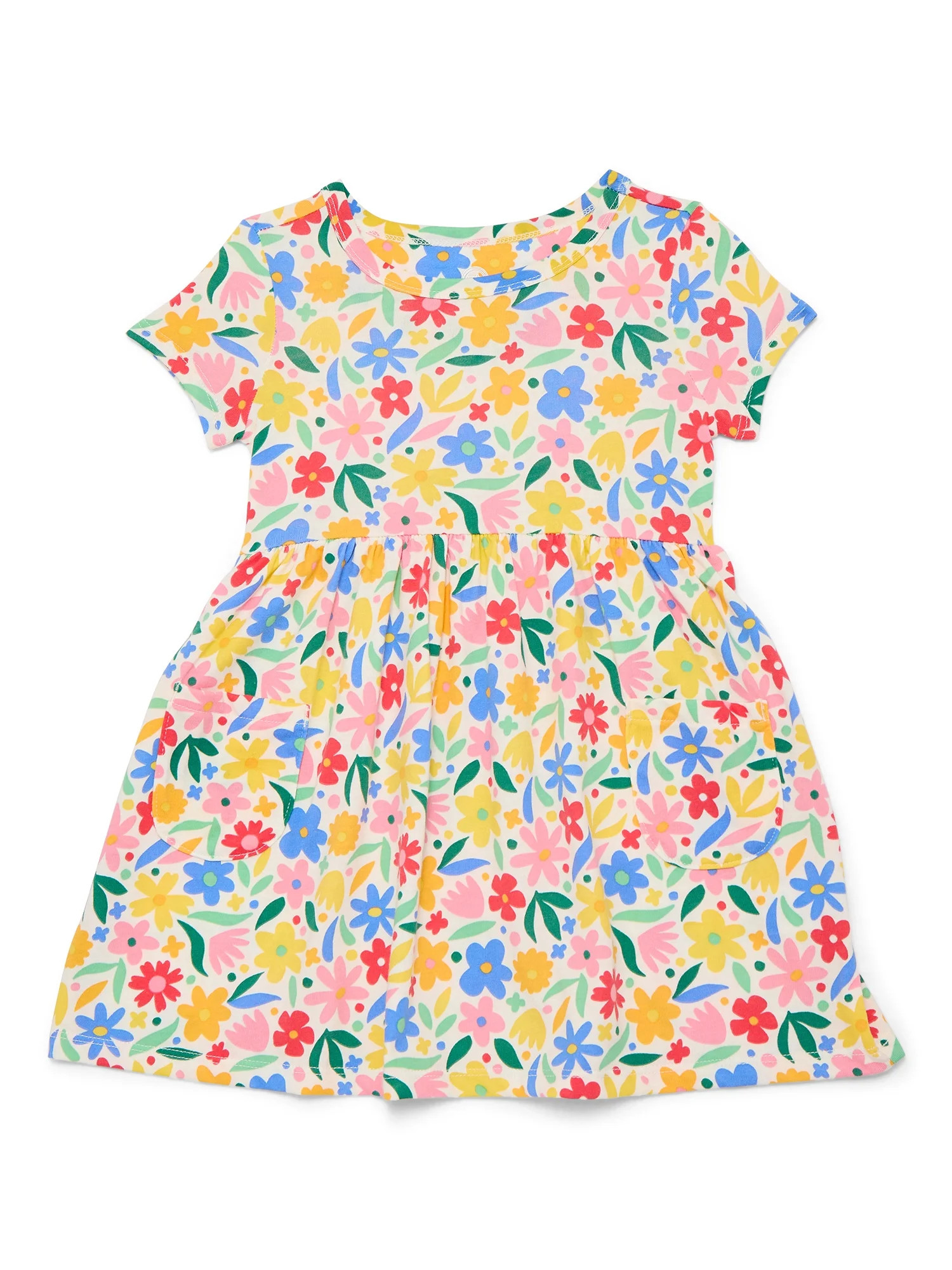 Wonder Nation Baby and Toddler Girls Play Dress with Short Sleeves, Sizes 0/3M-5T | Walmart (US)