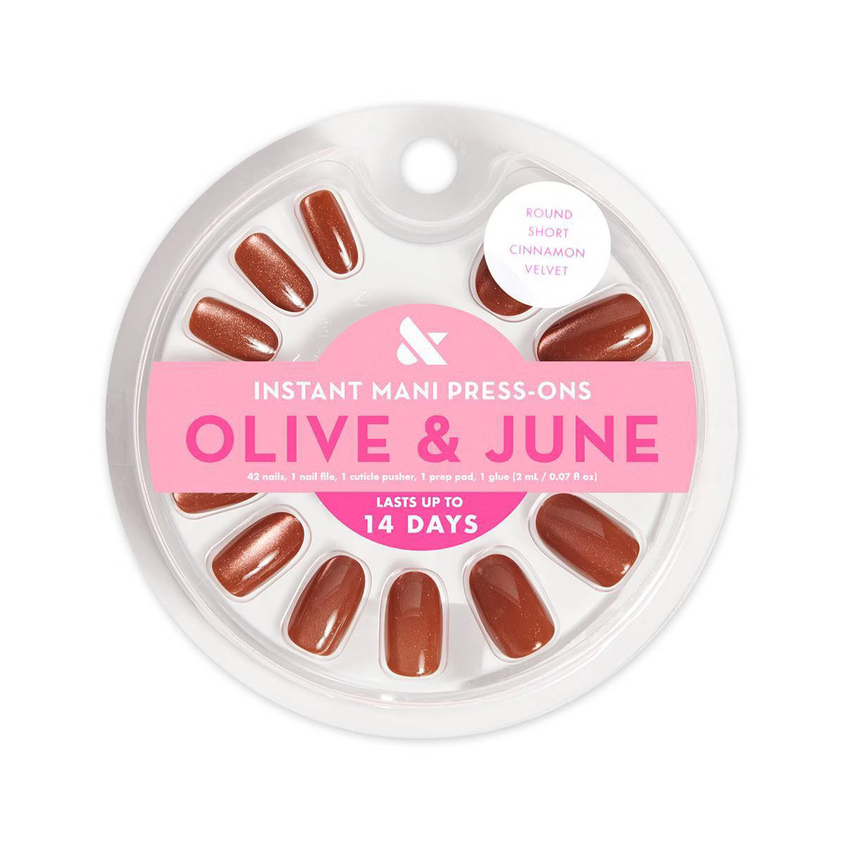 Olive & June Press-On Fake Nails - S Round - Cinnamon Velvet - 42ct | Target