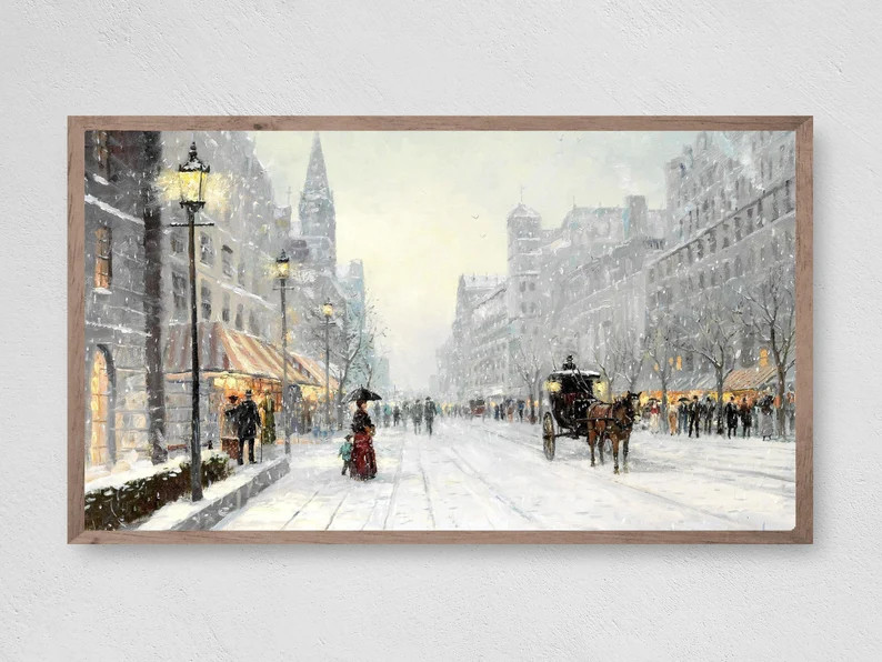 Samsung Frame TV Art Winter Snow in the City Instant - Etsy | Etsy (US)
