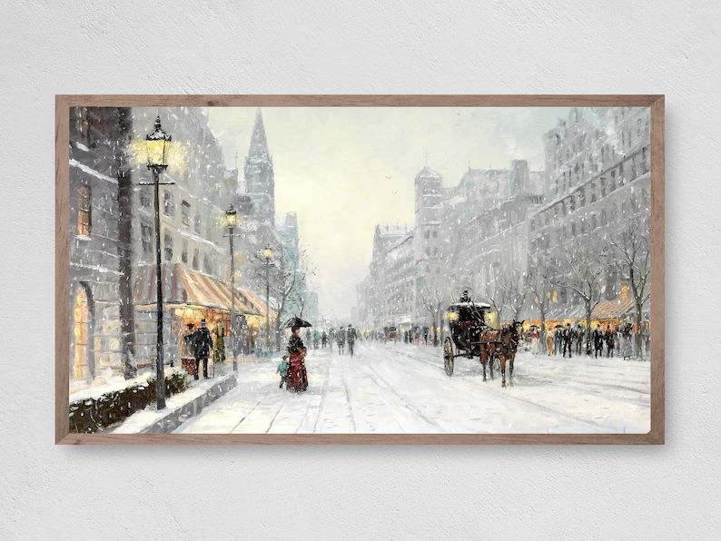 Samsung Frame TV Art Winter Snow in the City Instant - Etsy | Etsy (US)