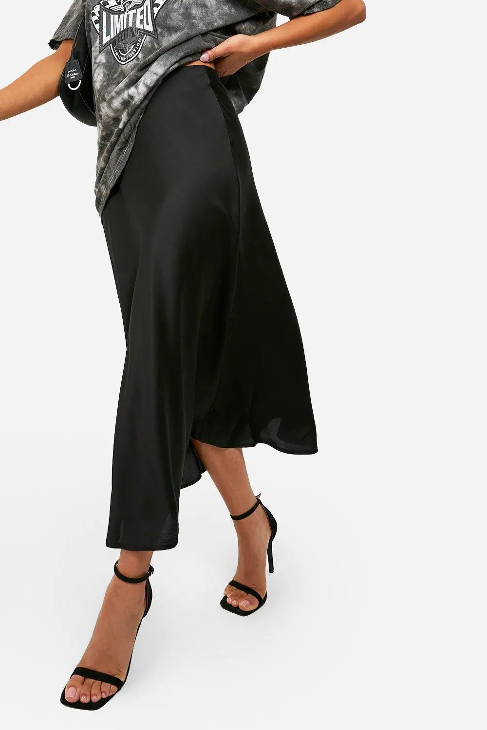 Black Petite Satin Midaxi Skirt | Boohoo | Boohoo.com (UK & IE)