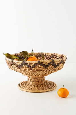 Woven Rattan Pedestal Bowl | Anthropologie (US)