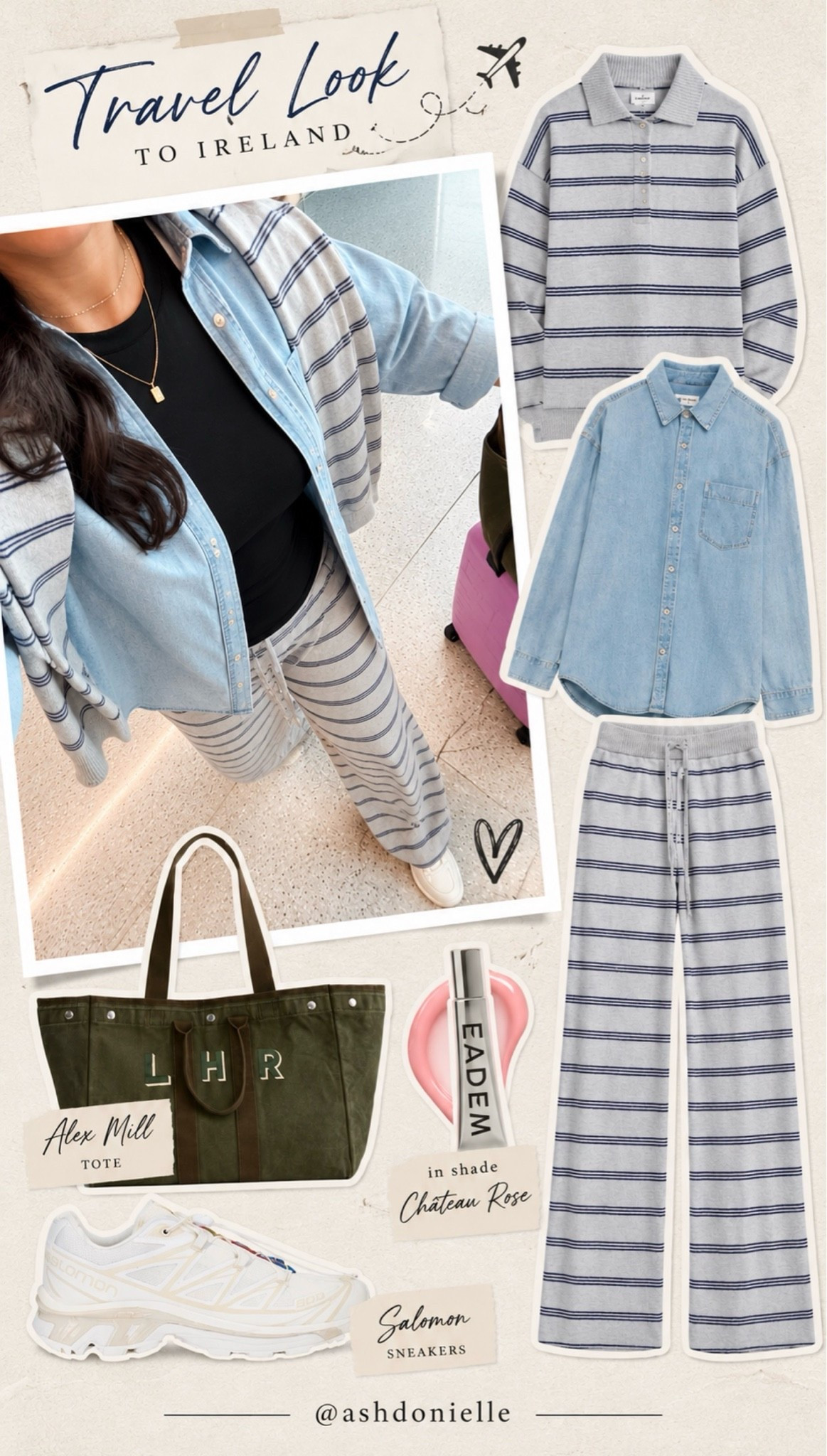• medium sweater 
• XS denim top - oversized fit 
• medium regular pants - I’m 5’4
• tote is the weekender bag