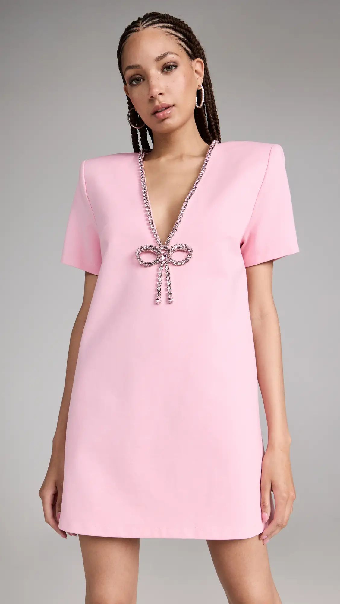 Area Crystal Bow V Neck T-Shirt Dress | Shopbop | Shopbop