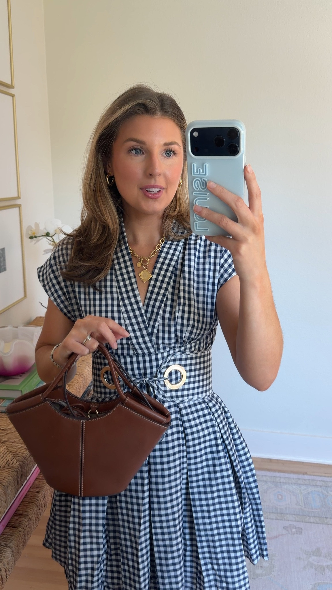 Cute gingham mini dress! Wearing a S