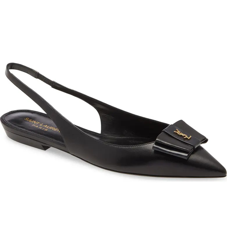 Saint Laurent Anais YSL Bow Slingback Flat (Women) | Nordstrom | Nordstrom