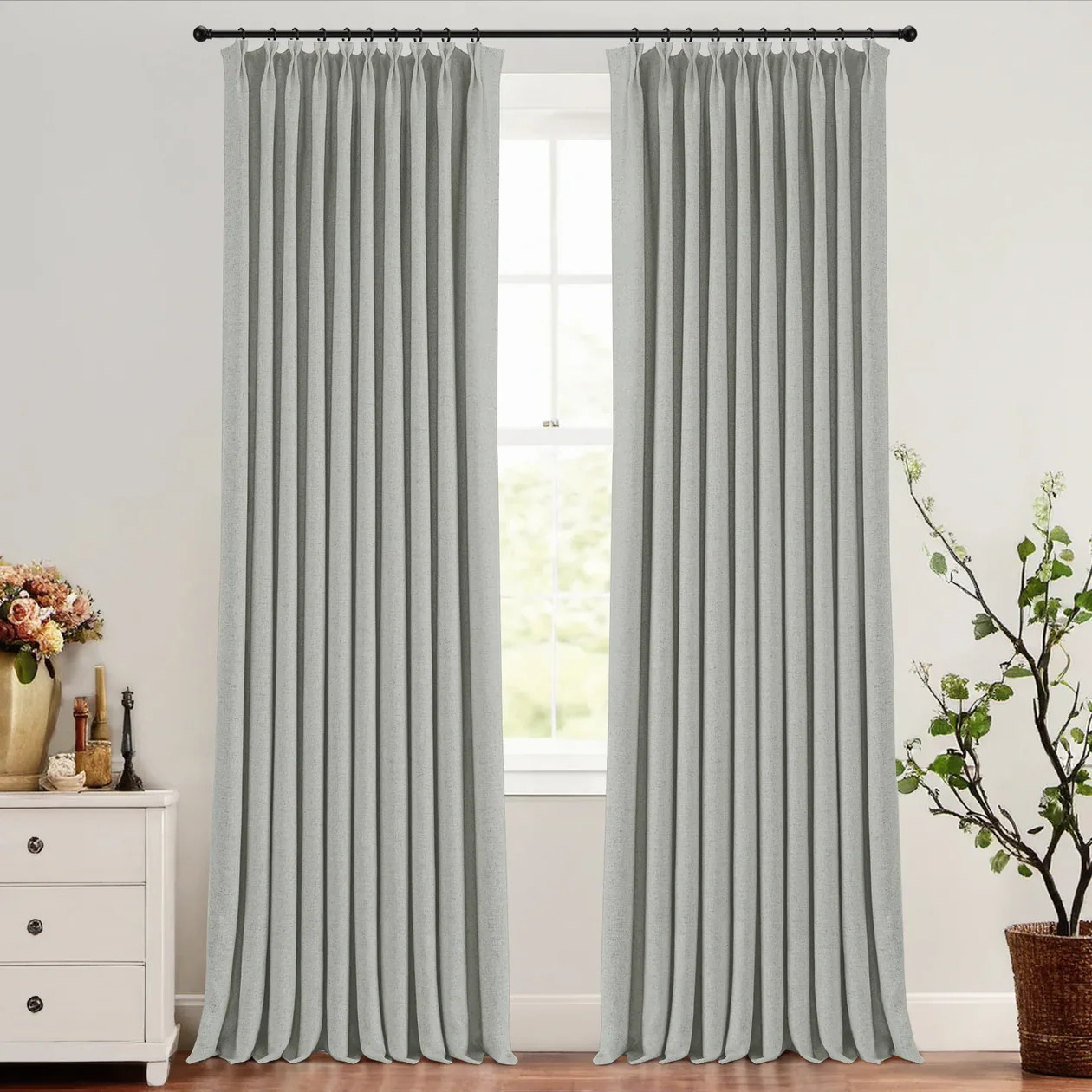 Skyler Linen Blackout Curtain Pleated | Drapeful