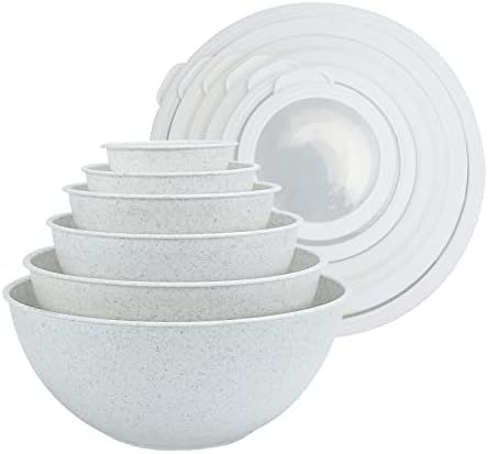 Amazon.com: COOK WITH COLOR Mixing Bowls with TPR Lids - 12 Piece Plastic Nesting Bowls Set inclu... | Amazon (US)