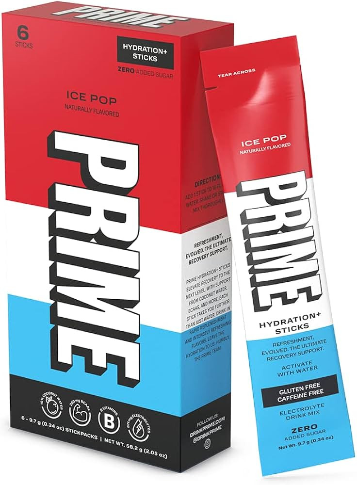 PRIME Hydration+ Sticks ICE POP | Hydration Powder Single Serve Sticks | Electrolyte Powder On th... | Amazon (US)