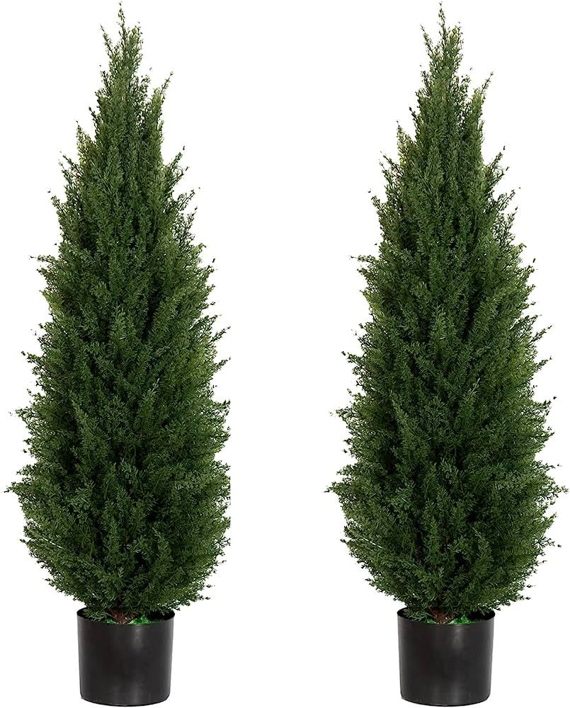 3.5ft Artificial Cedar Topiary Tree Potted Plants with UV Resistant Leaves for Home and Office De... | Amazon (US)