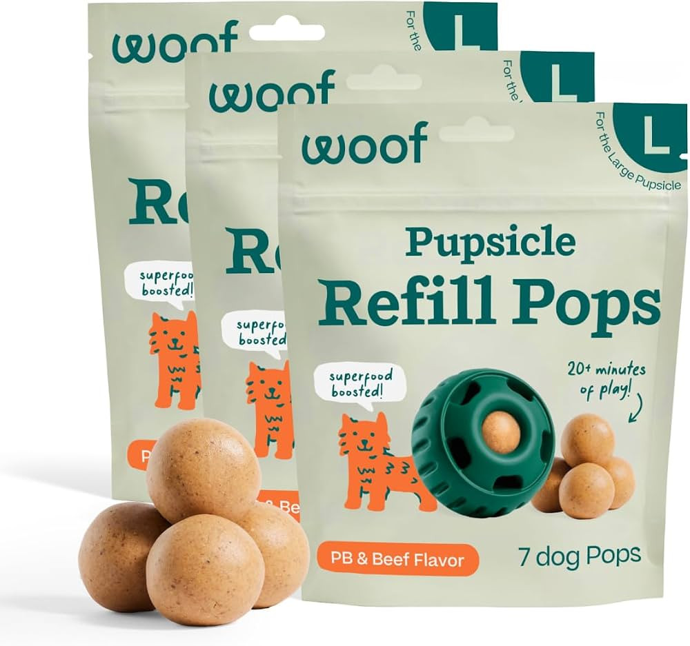 WOOF Pupsicle Peanut Butter & Beef Refill Pops Dog Treats, Large, 3 Pack | Amazon (US)