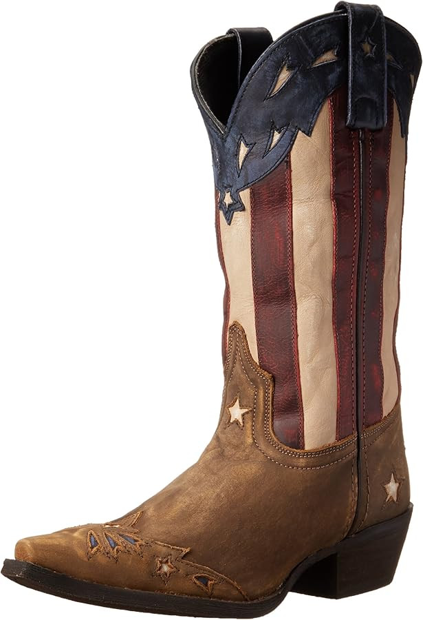 Laredo Womens Keyes Patriotic Snip Toe Casual Boots Mid Calf Low Heel 1-1 3/4" - Brown, Multi | Amazon (US)