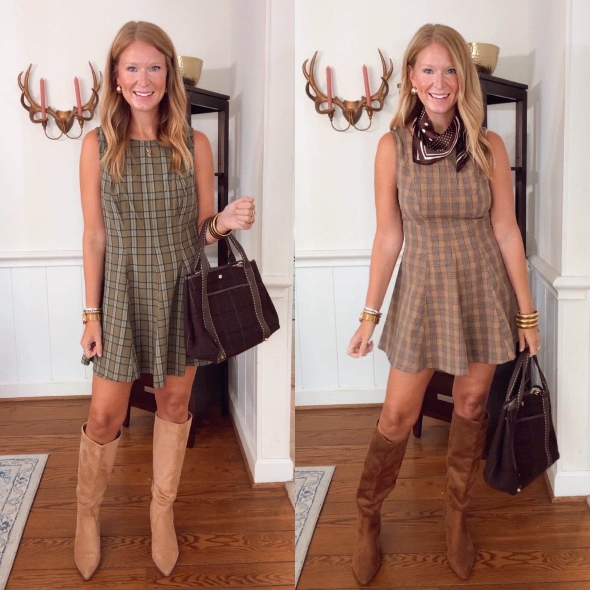The cutest plaid mini dresses from Walmart, and they’re under $20! 
In size L in the green and M in the brown.
