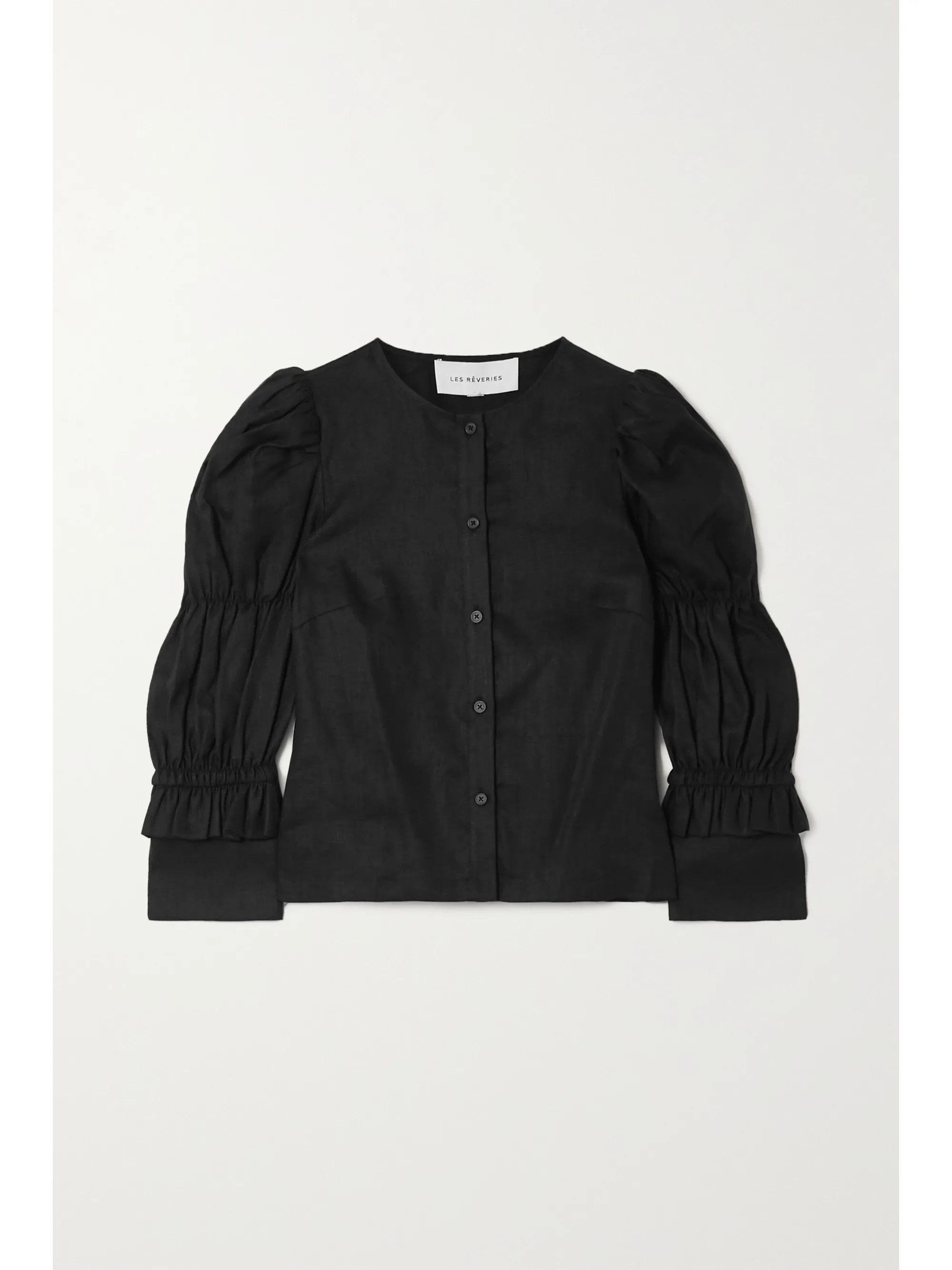 Elizabeth ruched ruffled linen shirt | NET-A-PORTER (US)