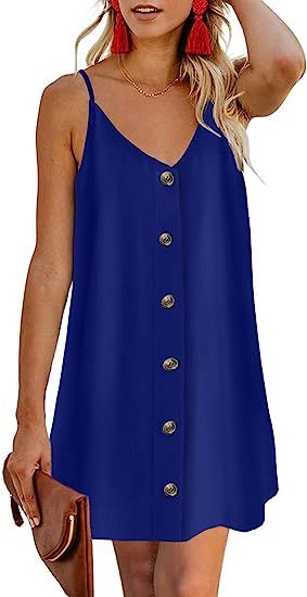 Chase Secret Women’s V Neck Spaghetti Shoulder Strap Sleeveless Mini Dress | Amazon (US)