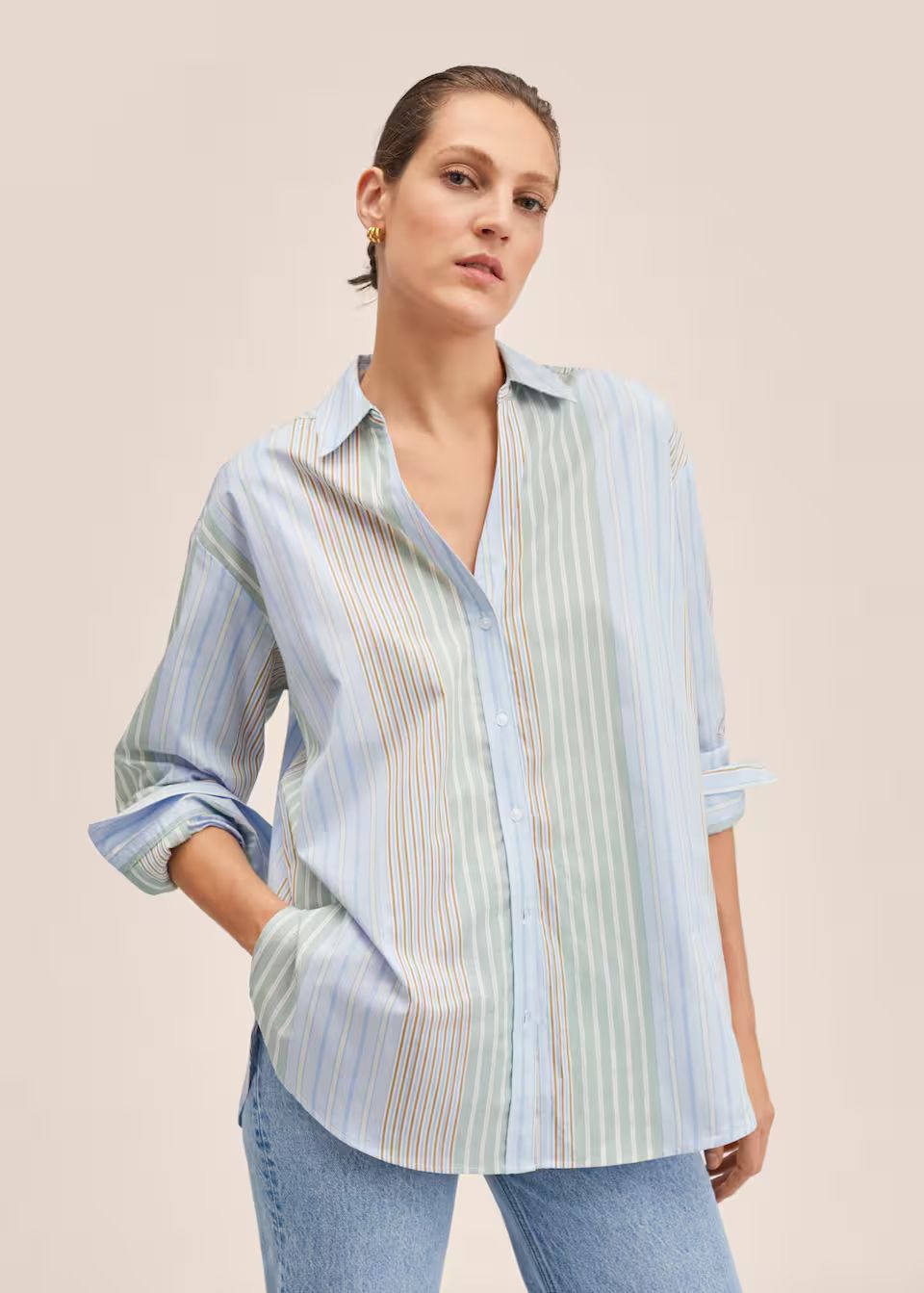 Striped cotton shirt | MANGO (UK)