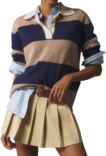 V Neck Long Sleeve Knit Sweater Shirts Pullover | Amazon (US)