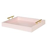 Kate and Laurel Lipton Decorative Tray with Polished Gold Metal Handles, Soft Pink | Amazon (US)