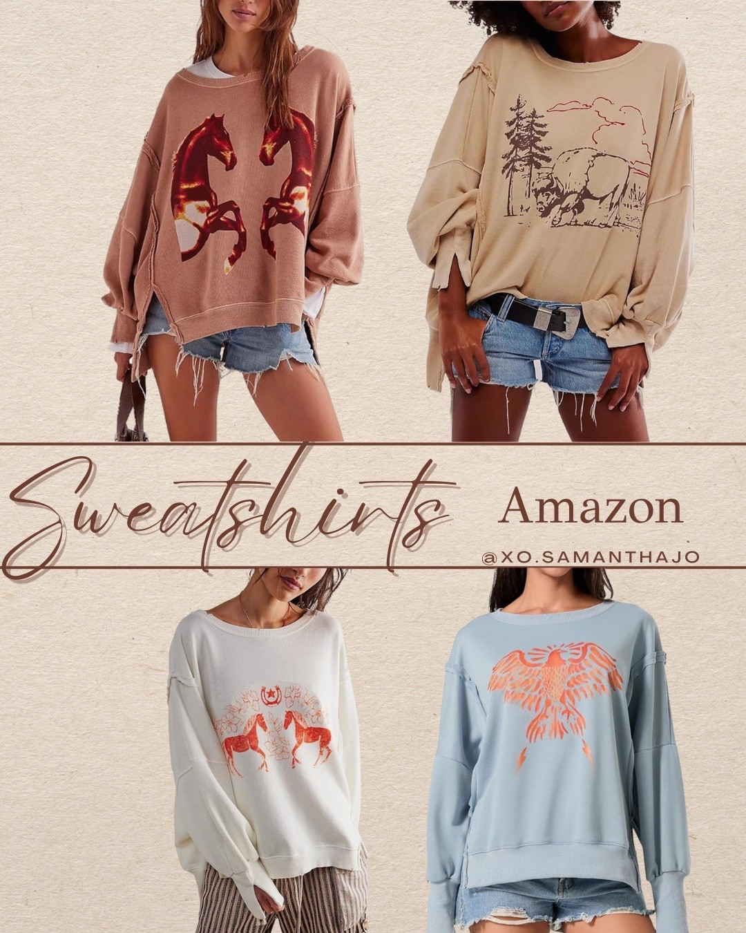 Casual fall outfits, Amazon sweatshirts, travel outfit, oversized sweatshirts, western inspired sweatshirts, free people look for less, crewneck sweatshirts, horse sweatshirt, 

#LTKFindsUnder50 #LTKFindsUnder100 #LTKStyleTip